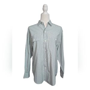 Vintage Ralph Lauren blue striped long sleeve 100% cotton button down size 10